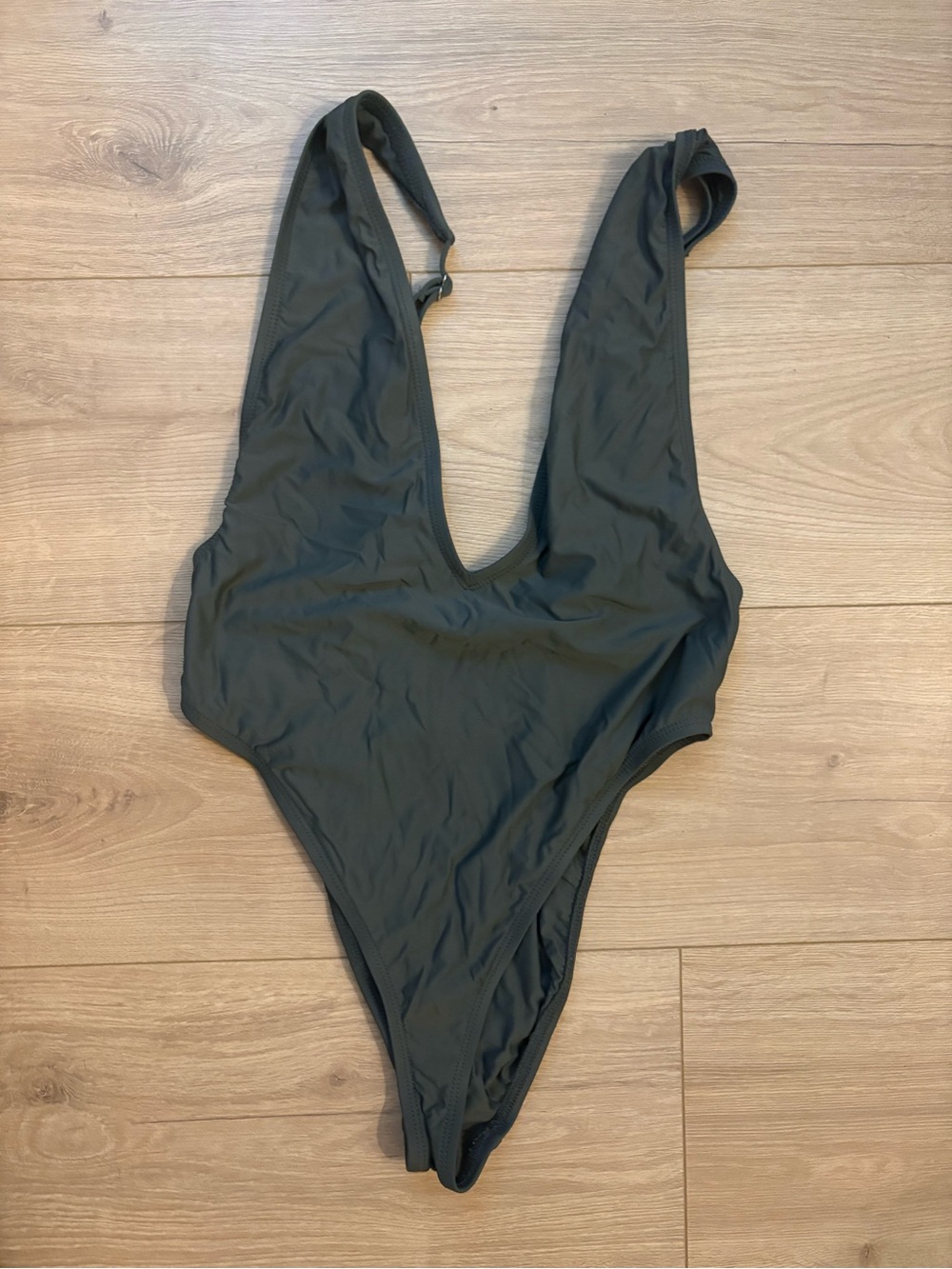 Dippin Daisy’s Olive Green One-Piece Swimsuit - v neck cheeky